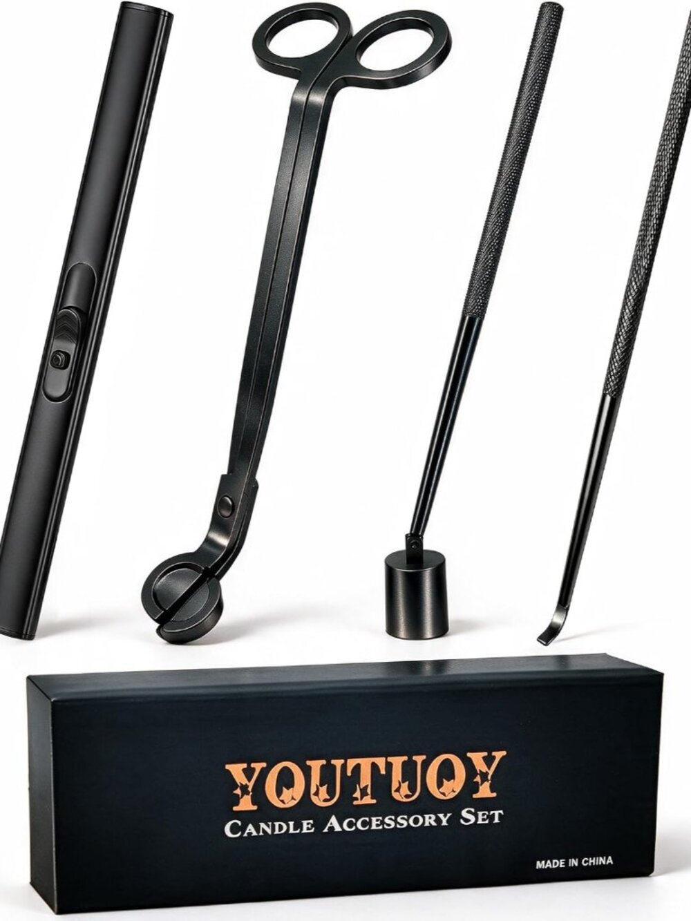 4 in 1 Candle Accessory Set, Matte Black
